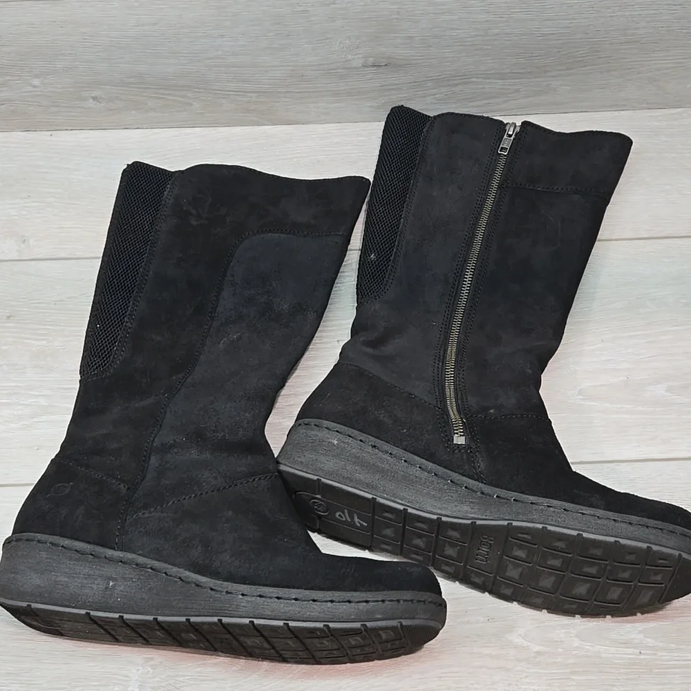 Born Black Women's Brandenbu TallWedge Boots Shoes Sz 8